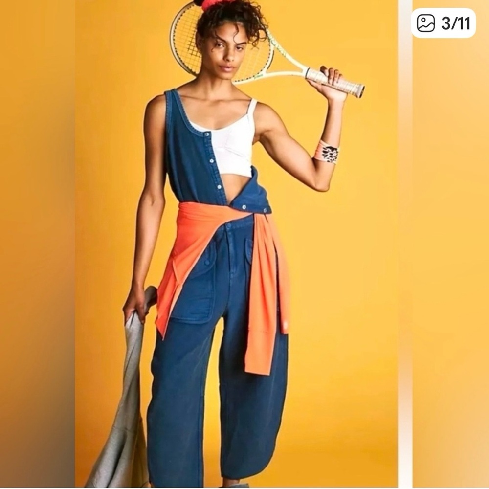 Free People Timko Onesie Washed Blue Snap-Front Jumpsuit – Large - Picture 3 of 7